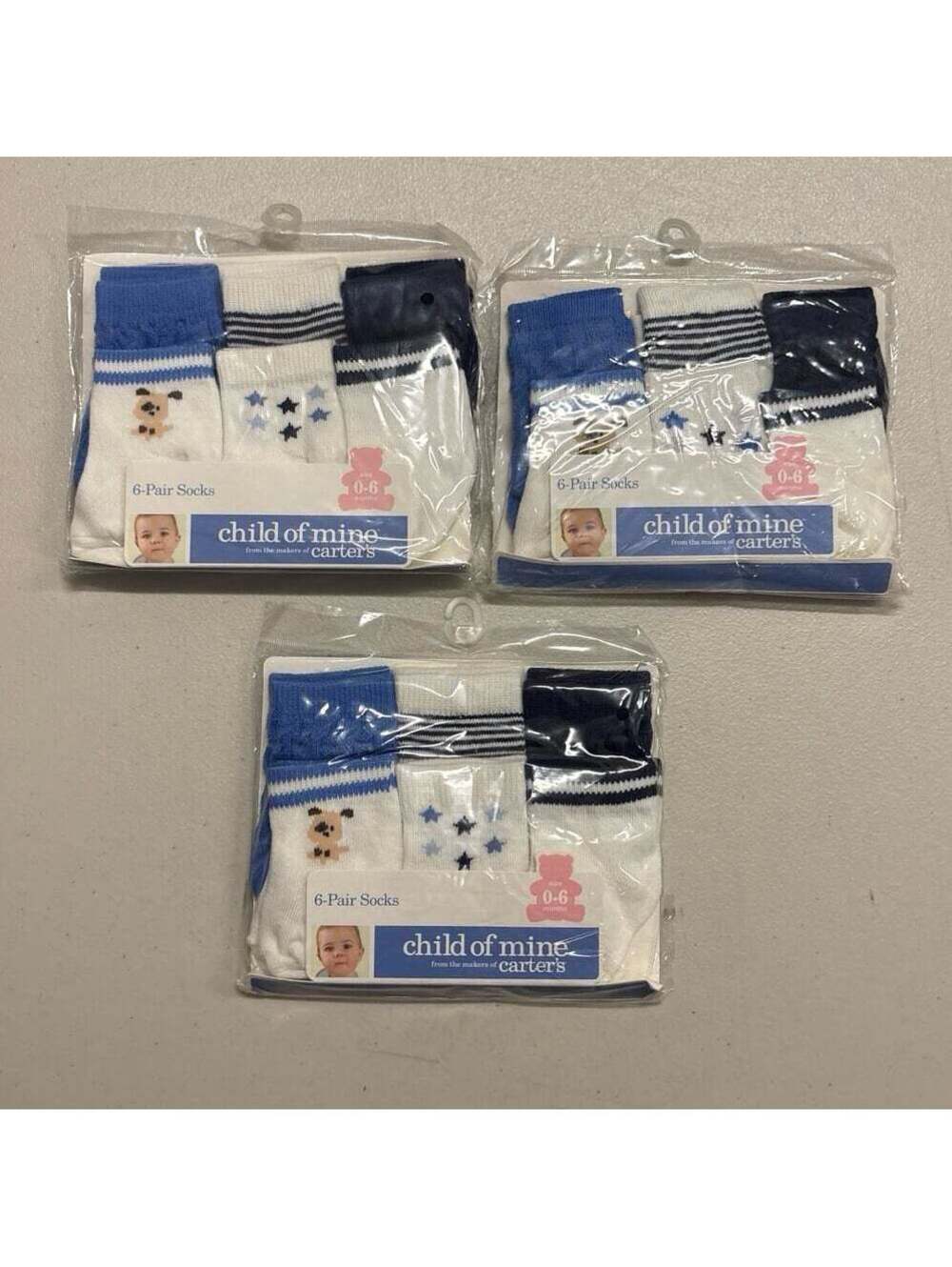 Y2K Unopened three 6-pack Carter’s Boys Socks 0-6M